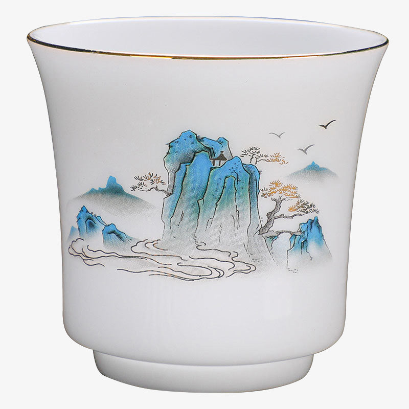 Taza de té de cerámica con diseño de árbol de ríos y montañas de piedras de Buddha Stones , taza de té de Kung Fu de 120ml