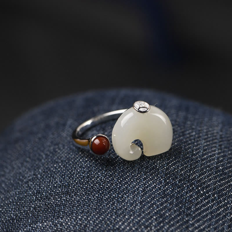 Buddha Stones de plata de ley 925, elefante, jade hetiano, collar de abundancia, colgante, pulsera, anillo, pendientes
