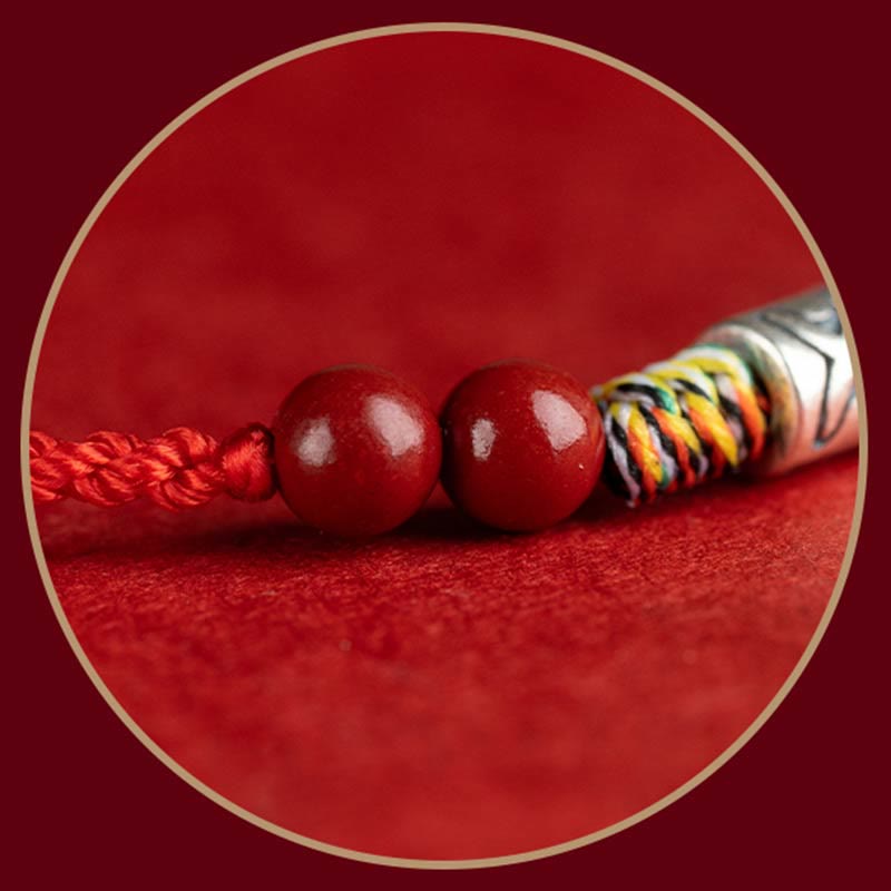 Pulsera tobillera trenzada hecha a mano con cuentas de cinabrio y pez Koi de plata de ley 925 con Buddha Stones - image 9