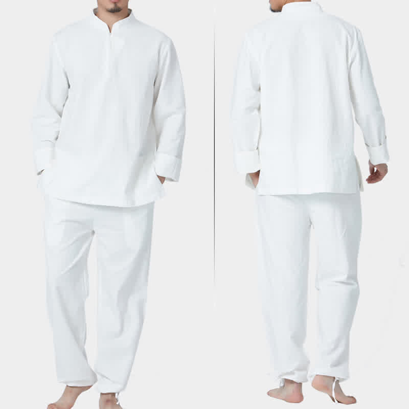 Conjunto de ropa de lino y algodón para hombre con Buddha Stones, meditación espiritual, zen, yoga y oración