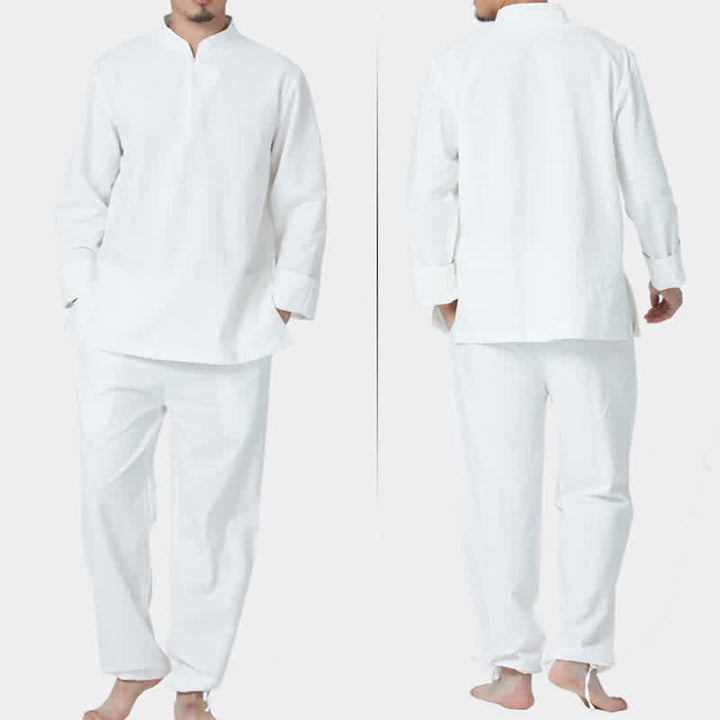 Conjunto de ropa de lino y algodón para hombre con Buddha Stones, meditación espiritual, zen, yoga y oración