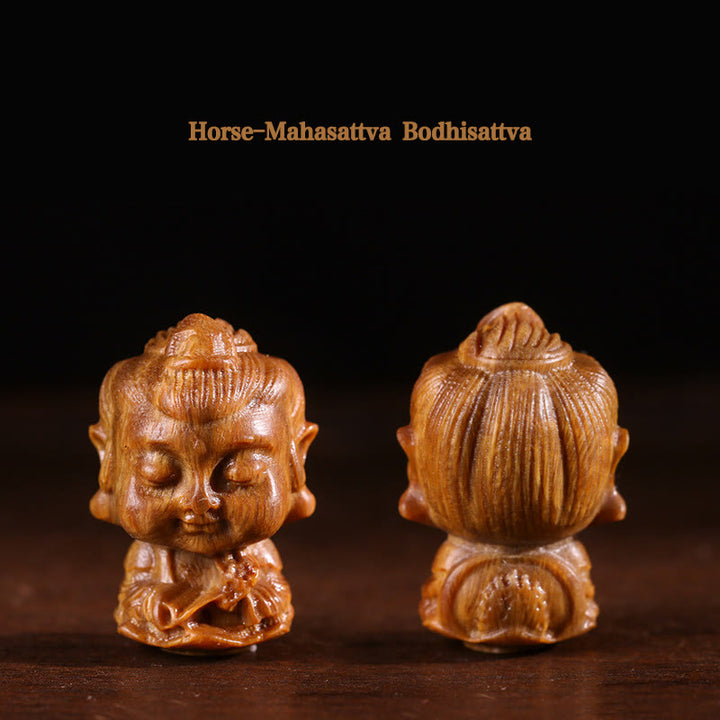 Buda natal del zodiaco chino, loto de sándalo verde, decoración positiva para el hogar grabada - Bodhisattva-Mahasattva Caballo - image 8