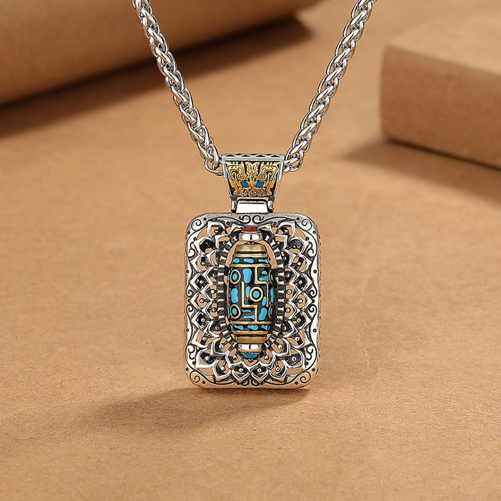 Colgante de collar giratorio curativo de cobre con diseño de cuentas Dzi de nueve ojos de Buddha Stones
