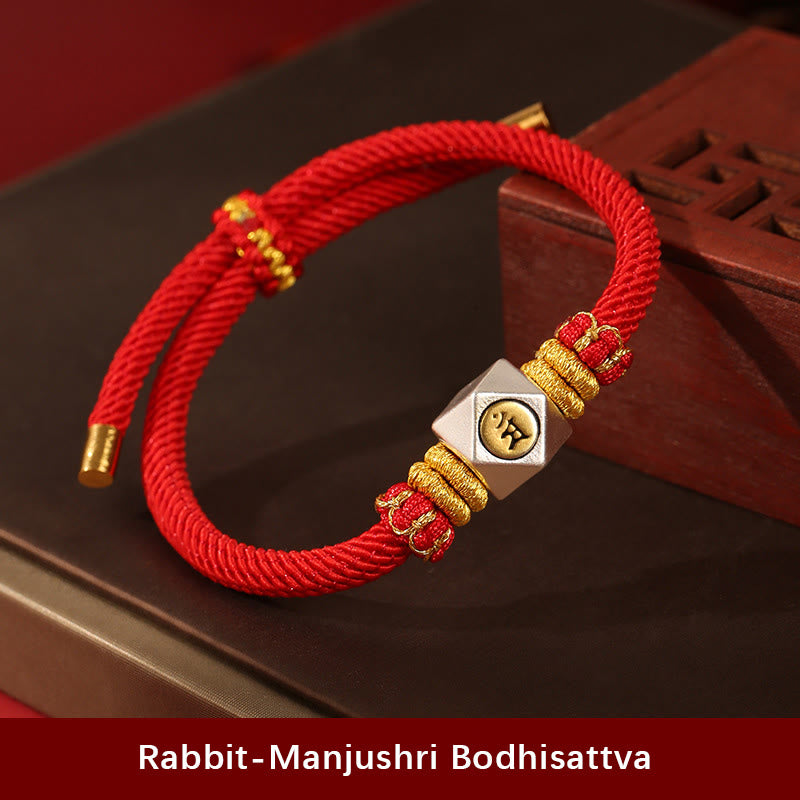 Pulsera para niños hecha a mano con Buddha Stones de plata de ley 999, zodíaco chino, Buda natal, cuerda roja, fuerza de la suerte