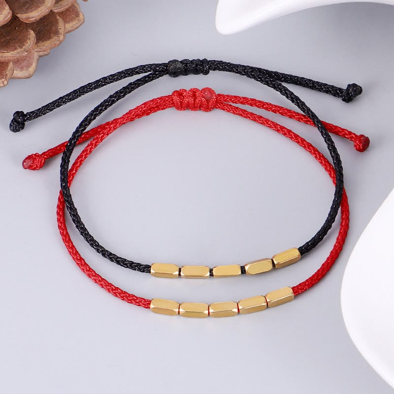 Pulsera de hilo trenzado con protección de cuentas de cobre hecha a mano con Buddha Stones