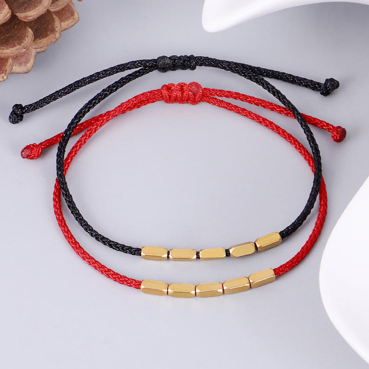 Pulsera de hilo trenzado con protección de cuentas de cobre hecha a mano con Buddha Stones