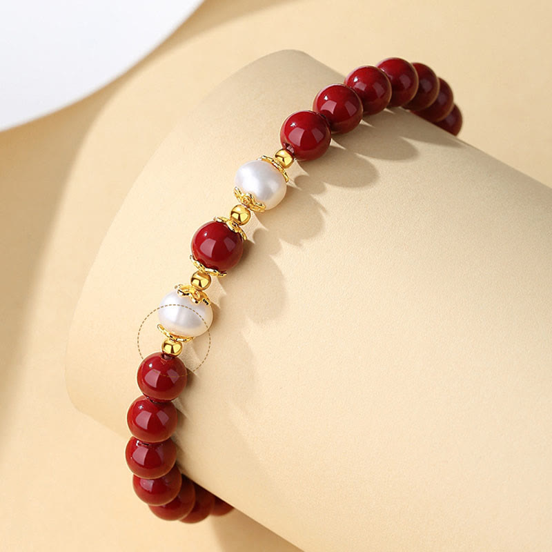 Juego de joyas de plata de ley 925 con Buddha Stones, perlas de cinabrio naturales, colgante, pulsera, pendientes