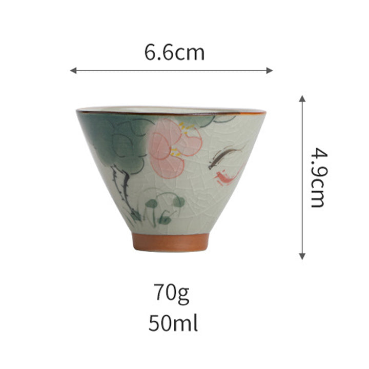 Taza de té de cerámica con Buddha Stones , barco caqui, pez Koi, loto, taza de té de Kung Fu, 50ml