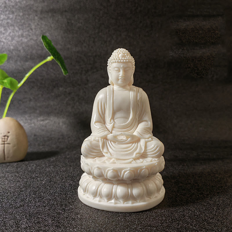 Buddha Stones Mini fruta de marfil Tathagata Buda Lotus Kwan Yin Avalokitesvara Manjusri Samantabhadra Serenity decoración de escritorio