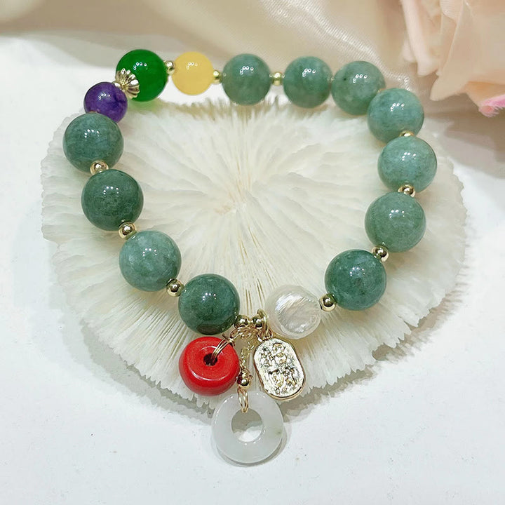 Pulsera de confianza con dije de hebilla de paz y ágata roja de jade con Buddha Stones