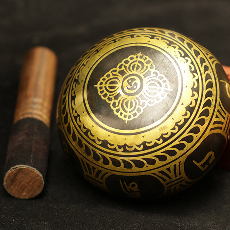 Buddha Stones Cuenco tibetano de sonido para meditación, hecho a mano para sanación, apoyo a la atención plena y protección. Juego de cuencos cantores. - image 10