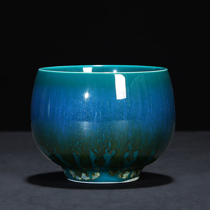 Taza de té de cerámica con cambio de horno de esmalte Jianzhan chino , Buddha Stones, taza de té Tenmoku Kung Fu