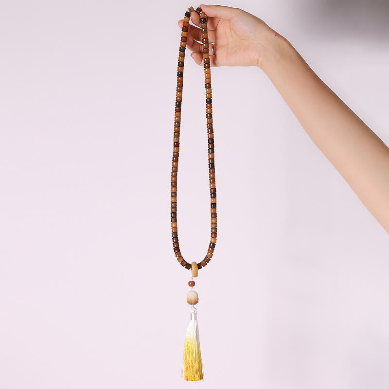 Buddha Stones 108 cuentas Mala, semilla Bodhi, pulsera de armonía grabada a mano de loto de Buda