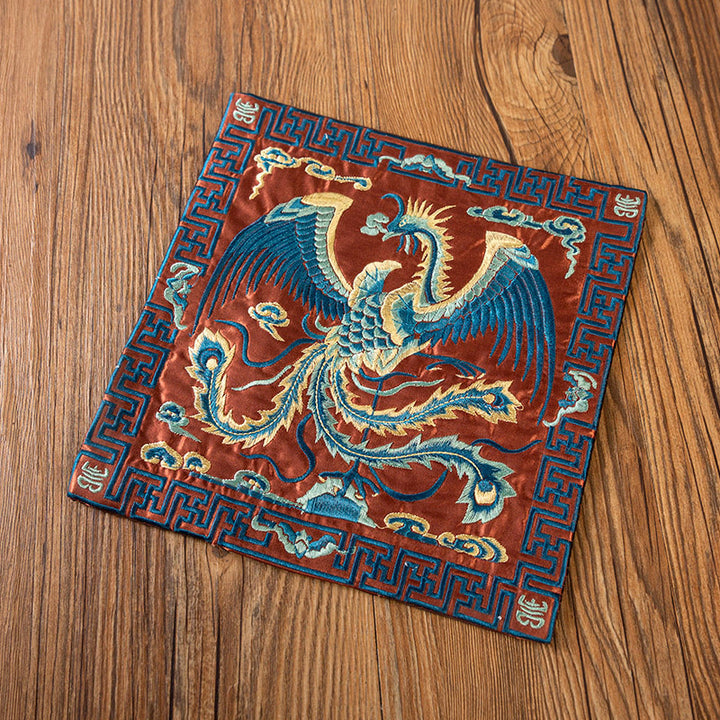 Alfombrilla para taza bordada con Buddha Stones , dragón Fénix, Kirin, posavasos para taza de té, tapete para té Kung Fu