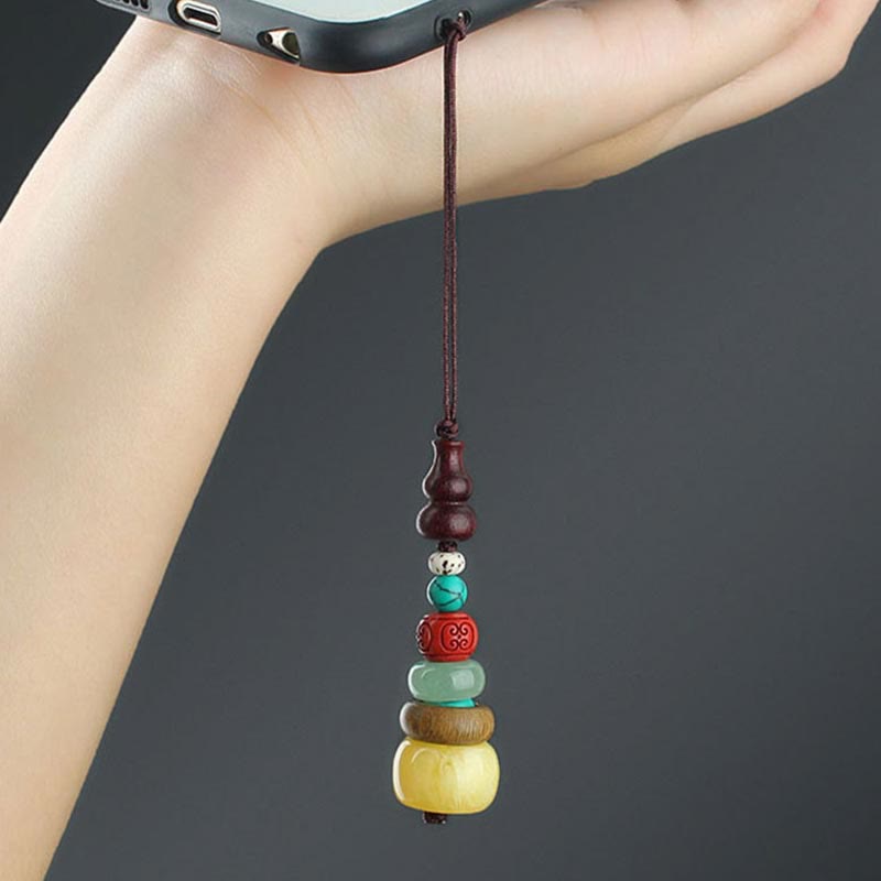 Calabaza de madera de ébano y sándalo verde, pagoda de siete capas, decoración positiva para colgar en el teléfono