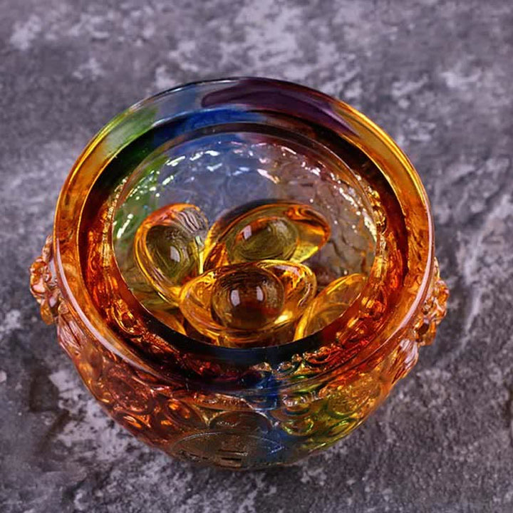 Pieza de arte hecha a mano de Liuli Crystal Treasure Bowl para decoración del hogar