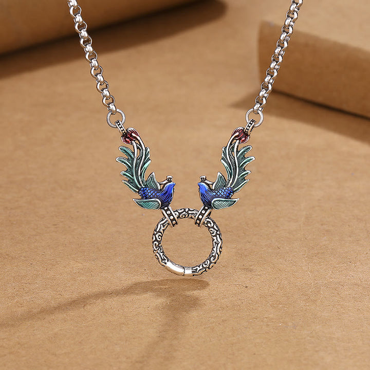 Collar con colgante de protección de la suerte, flor de loto, fénix, Buddha Stones - Fénix (Suerte♥Fuerza) - image 1
