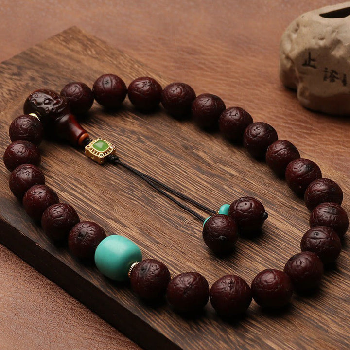 Cuenta de ágata de semilla de Bodhi tibetana, abalorio de borla de suerte y riqueza, Mala para muñeca