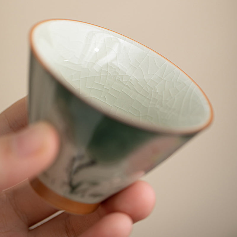 Taza de té de cerámica con Buddha Stones , barco caqui, pez Koi, loto, taza de té de Kung Fu, 50ml