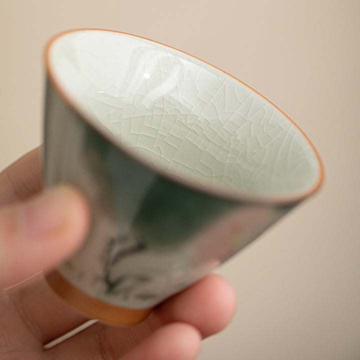 Taza de té de cerámica con Buddha Stones , barco caqui, pez Koi, loto, taza de té de Kung Fu, 50ml