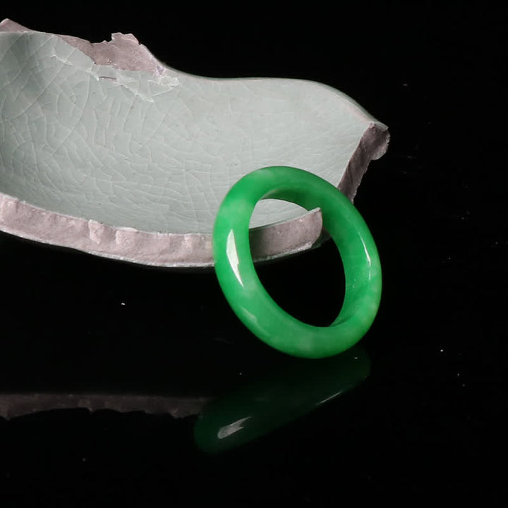 Anillo de la suerte de la abundancia de jade con Buddha Stones