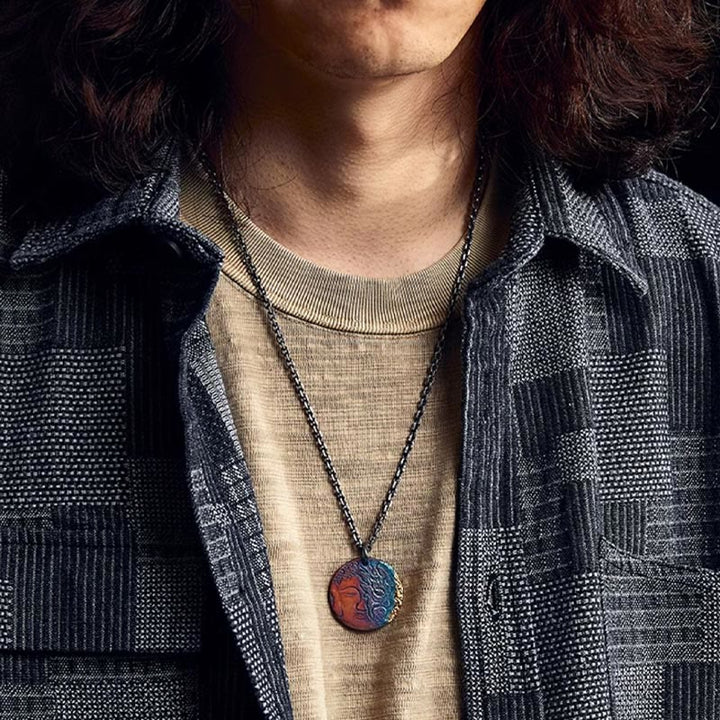 Collar con colgante de plata de ley 999 con Buddha Stones , oro de 24 quilates, mitad demonio, mitad Buda - image 12