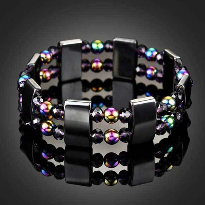 Pulsera de bienestar de hematita arcoíris con Buddha Stones