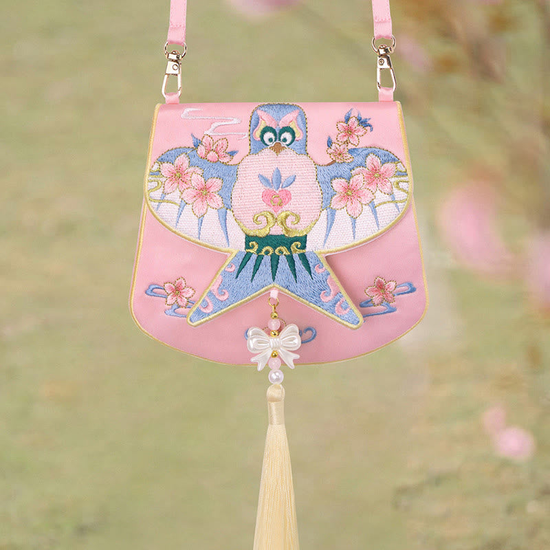 Buddha Stones suerte bordado loto Koi pez conejo flor Hanfu bolso bandolera bolso de hombro - Flor de cometa rosa - image 26