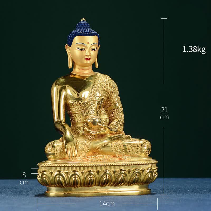 Figura de Buda Shakyamuni, estatua de cobre de iluminación, decoración para el hogar - 21*14*8 cm - image 7