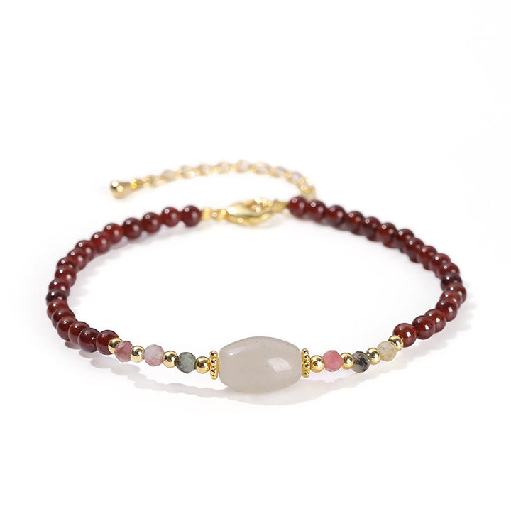 Pulsera Pasión con Cuentas de Turmalina y Jade Granate con Buddha Stones