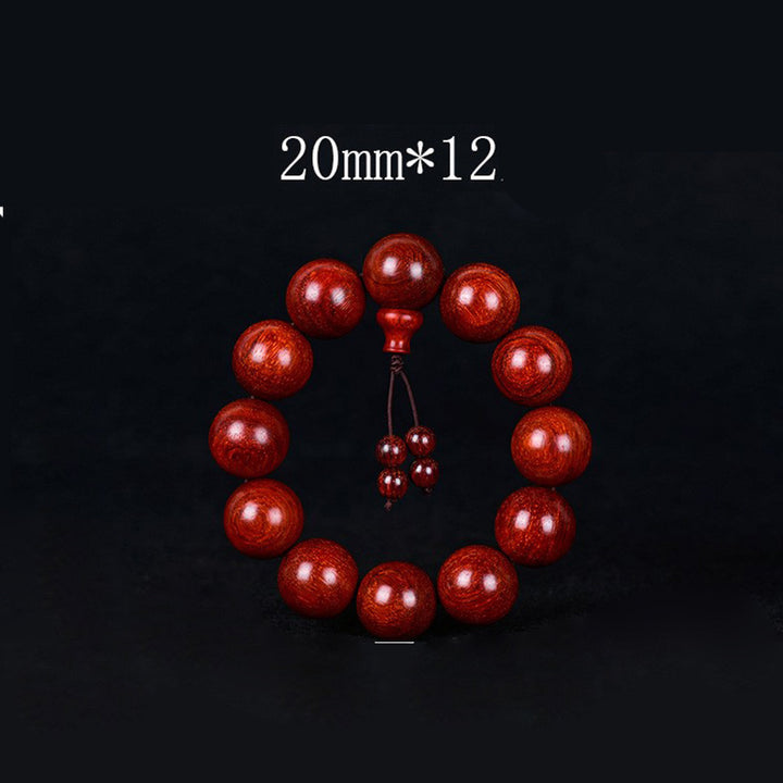 Pulsera de equilibrio de sándalo rojo con hoja pequeña tibetana de Buddha Stones