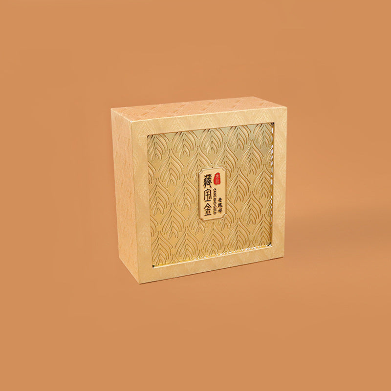 Caja de regalo con patrón de plumas de almacenamiento de joyería retro