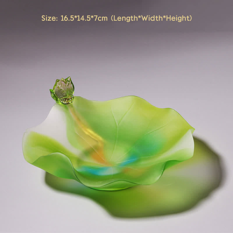 Pieza de arte de cristal Liuli hecha a mano de loto Feng Shui, decoración para el hogar y la Oficina - Plato de ofrenda - image 7