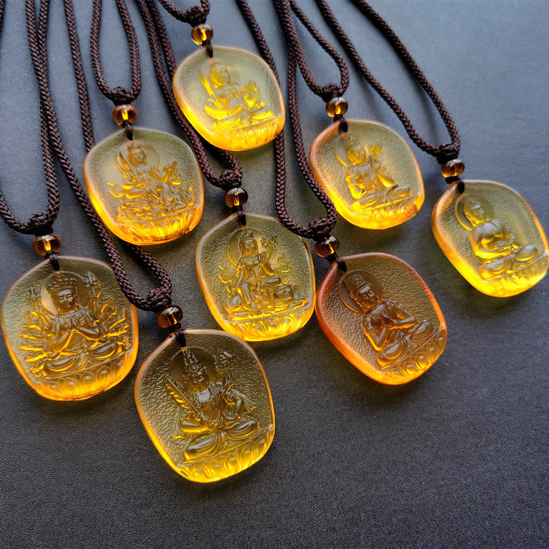 Buddha Stones zodiaco chino Buda Natal bendición Liuli cristal compasión COLLAR COLGANTE - image 8