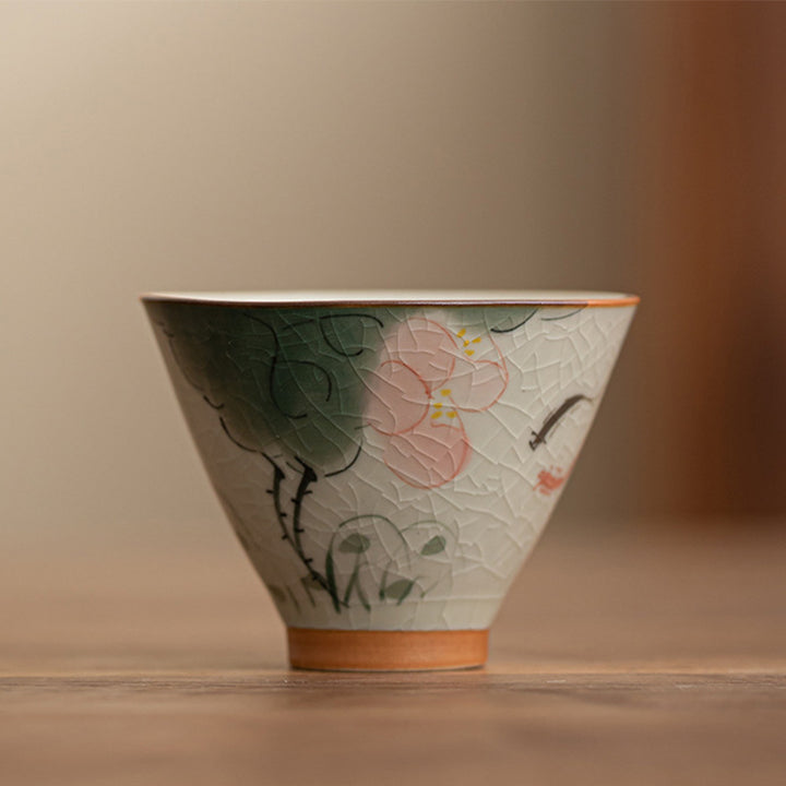 Taza de té de cerámica con Buddha Stones , barco caqui, pez Koi, loto, taza de té de Kung Fu, 50ml