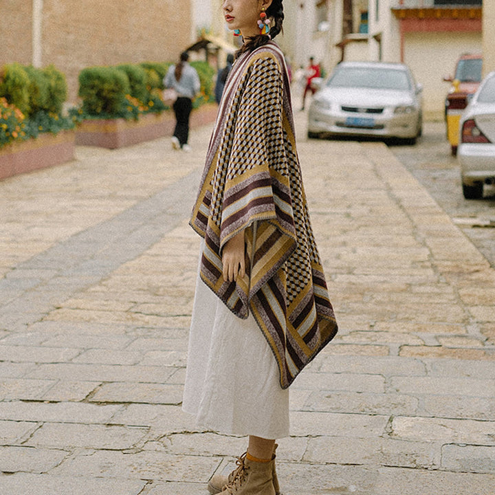 Mantón tibetano de Buddha Stones , patrón clásico, bufanda de viaje cálida y acogedora para invierno