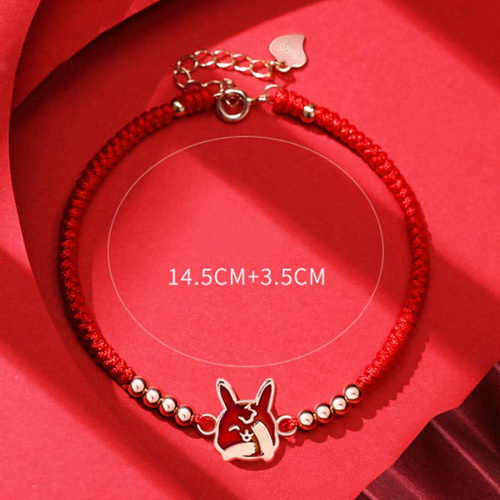 Pulsera de hilo rojo con Buddha Stones de plata de ley 925, zodíaco chino, suerte, fe, decoloración