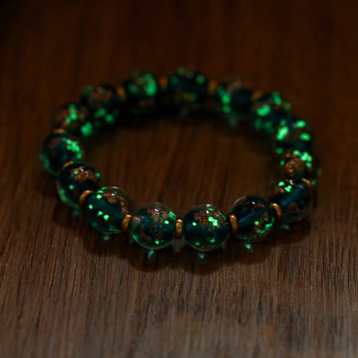Pulsera de éxito con cuentas de cristal Liuli fluorescentes luminosas con abalorio familiar de bestia tragadora de oro con Buddha Stones