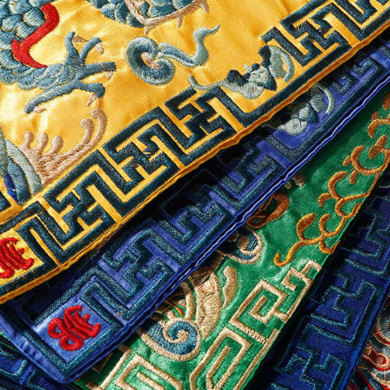 Tapete para tazas bordado con Buddha Stones, grulla, dragón Fénix, Kirin, posavasos para tazas de té, tapete para té cuadrado Kung Fu
