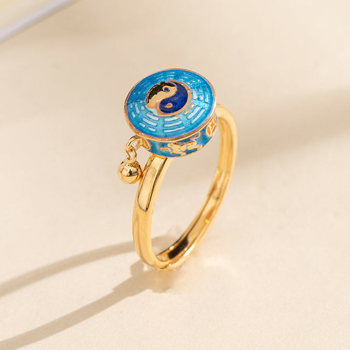 Anillo giratorio de cobre y riqueza y suerte Yin Yang