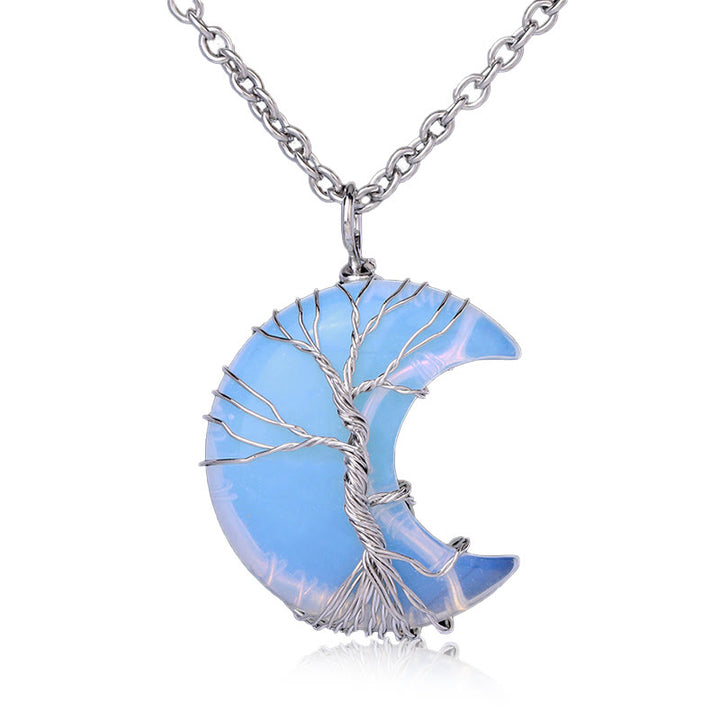 Colgante de collar de energía curativa con Buddha Stones, cristal de cuarzo Natural, Luna, árbol de la vida - Ópalo - image 13