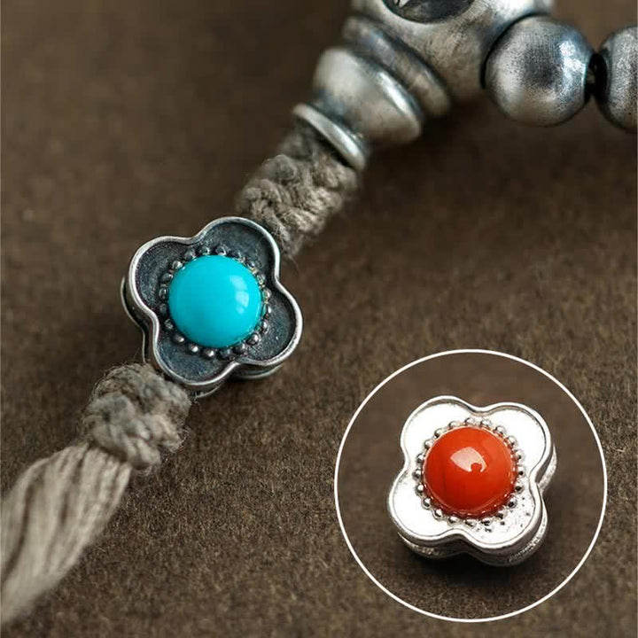 108 cuentas Mala de plata de ley 925, ágata roja, turquesa, pulsera con dijes de confianza
