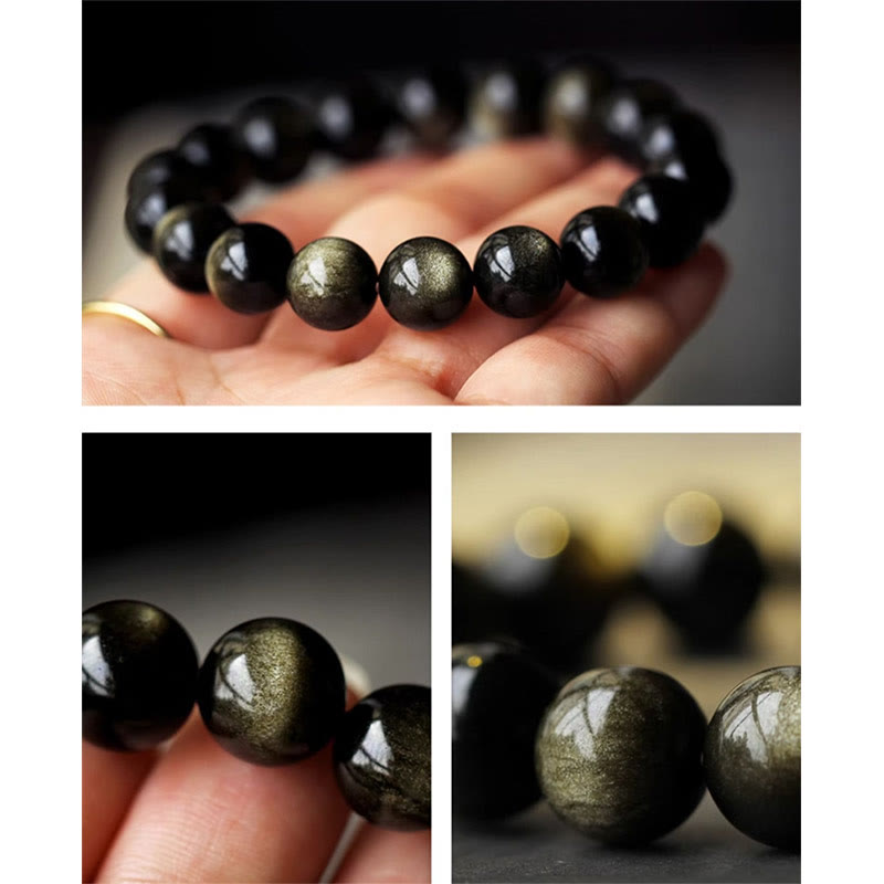 Pulsera de protección de la riqueza, Plata de Ley 925 con Buddha Stones , zodíaco chino, Buda natal, brillo de oro Natural, obsidiana, ámbar