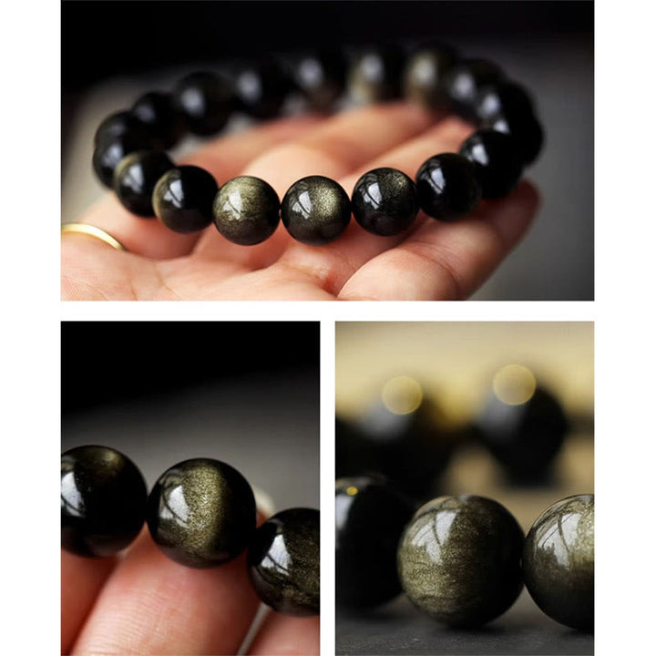 Pulsera de protección de la riqueza, Plata de Ley 925 con Buddha Stones , zodíaco chino, Buda natal, brillo de oro Natural, obsidiana, ámbar