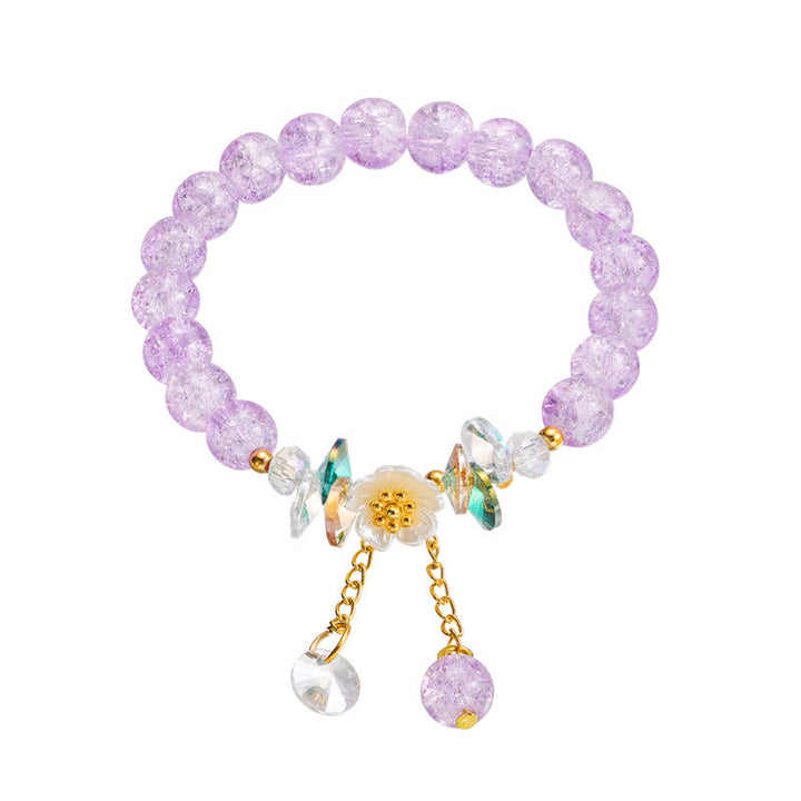 Pulsera de cuentas de cristal con dije de flor de diseño simple con Buddha Stones