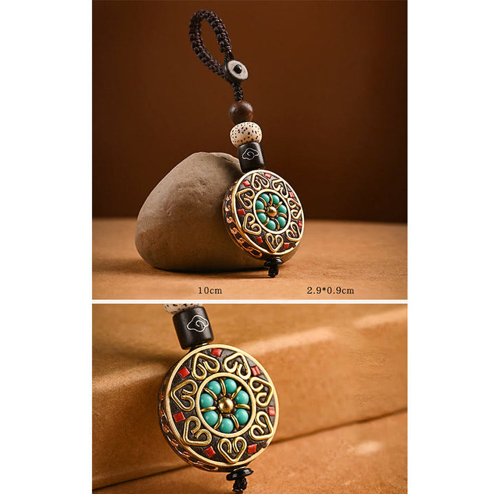 Llavero de paz con Buddha Stones tibetanas Om Mani Padme Hum Bodhi Seed