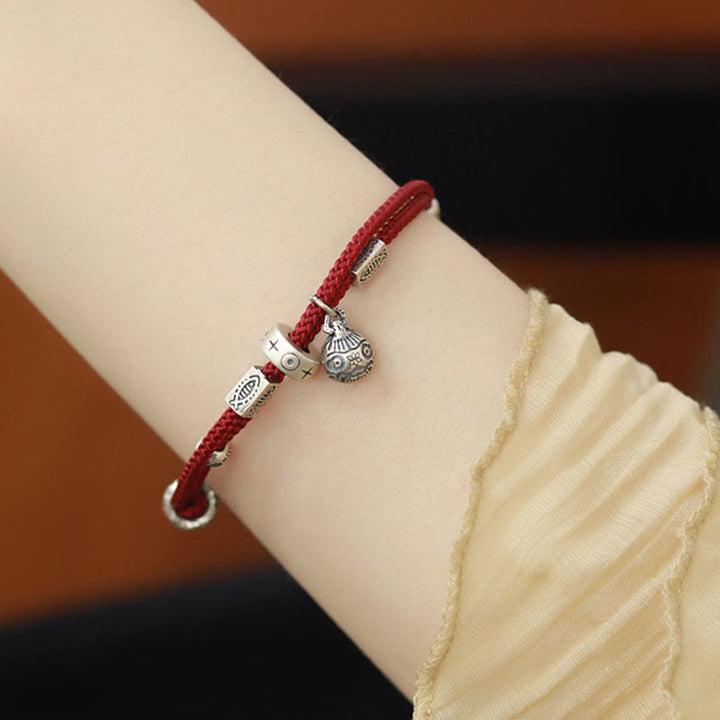 Pulsera trenzada hecha a mano con Buddha Stones , Plata de Ley 925, oro, bestia tragadora, pez Koi, riqueza