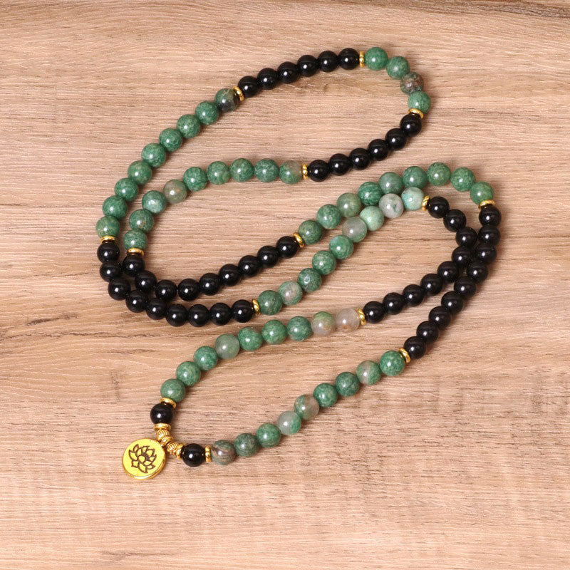Pulsera curativa Mala de ágata natural con 108 Buddha Stones