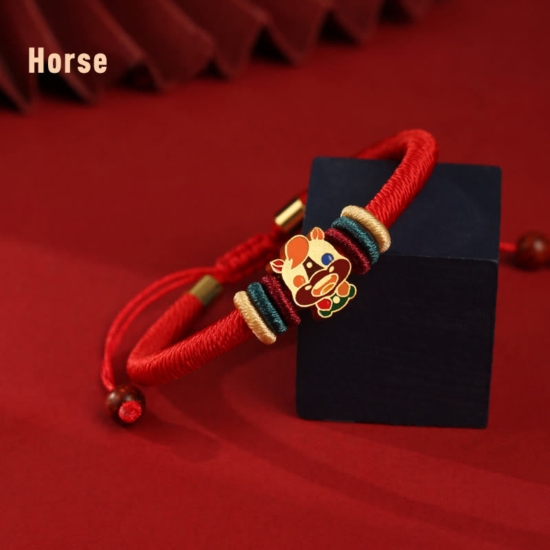 Pulsera roja trenzada de la suerte del zodíaco chino, hecha a mano, de Plata de Ley 925 con Buddha Stones , Año del Dragón