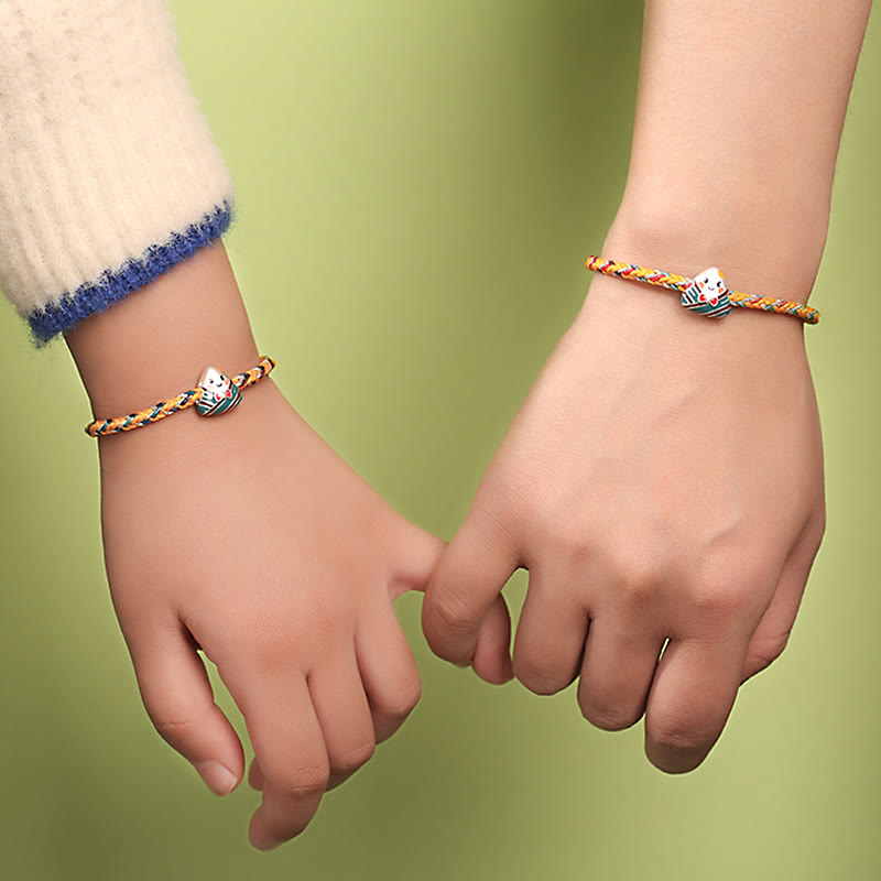 Pulsera de plata de ley 925 con Buddha Stones, dragón, barco, Festival, patrón Zongzi, suerte, hecha a mano, cuerda multicolor, niño y adulto